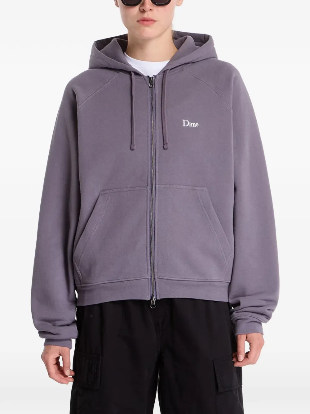 dime Hoodie met geborduurd logo Paars