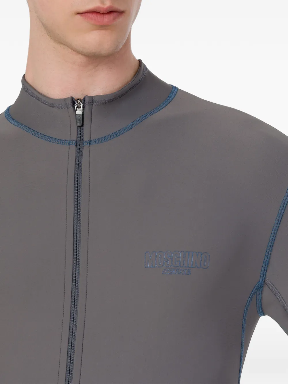 Moschino zip-up long-sleeve sweater Grijs