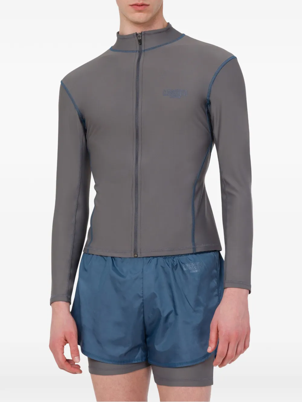 Moschino zip-up long-sleeve sweater Grijs