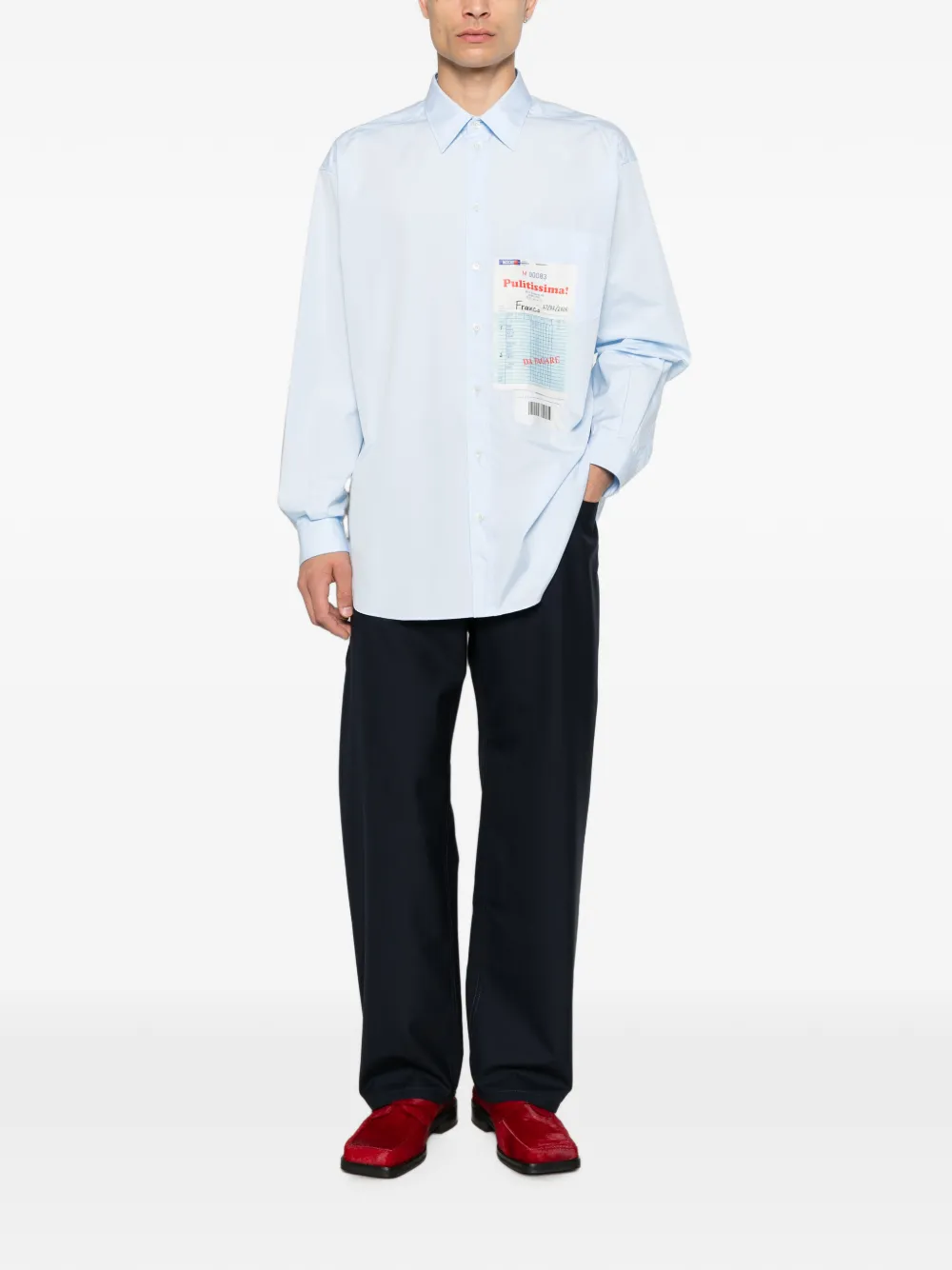 Moschino Overhemd met opgestikte zak en print Blauw