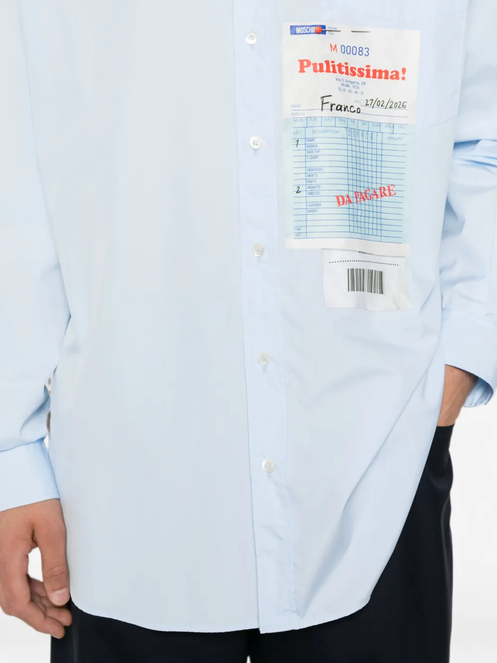 Moschino Overhemd met opgestikte zak en print Blauw