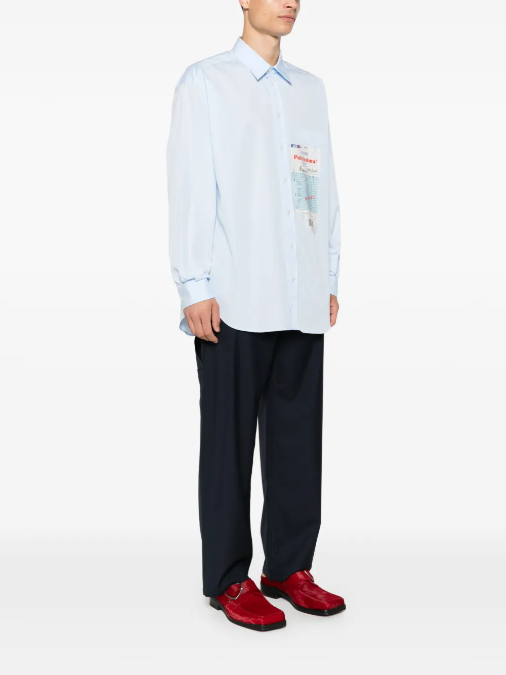 Moschino Overhemd met opgestikte zak en print Blauw