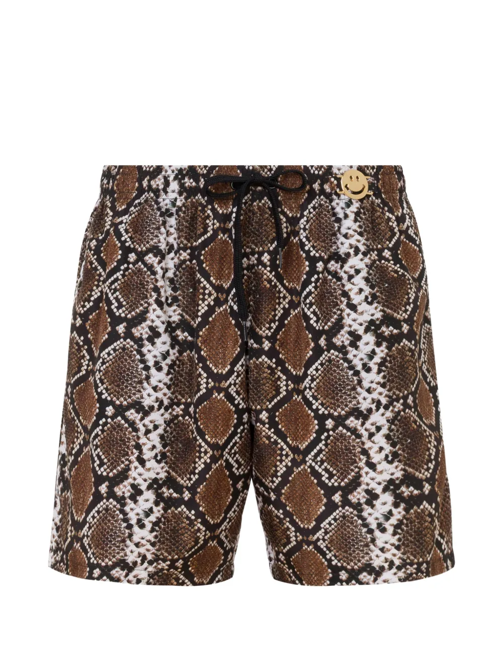 Moschino snakeskin-print Smiley swimming shorts - Marrone