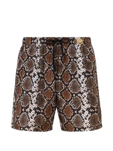 Moschino snakeskin-print Smiley swimming shorts