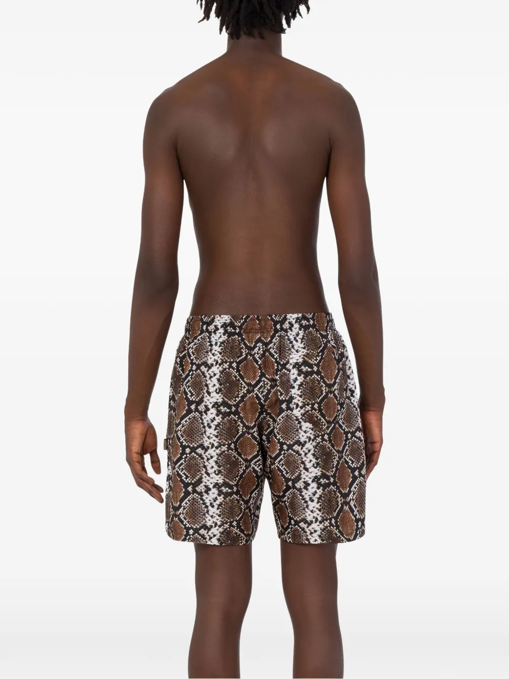 Moschino snakeskin-print Smiley swimming shorts Bruin