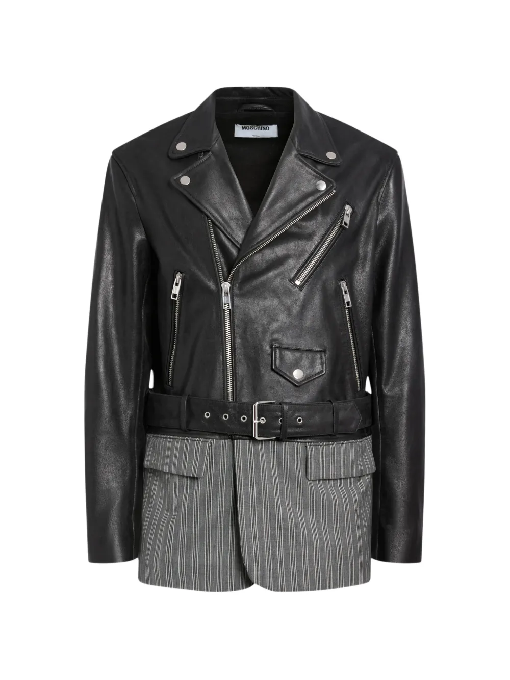 Moschino unstructured nappa-leather biker jacket - Nero