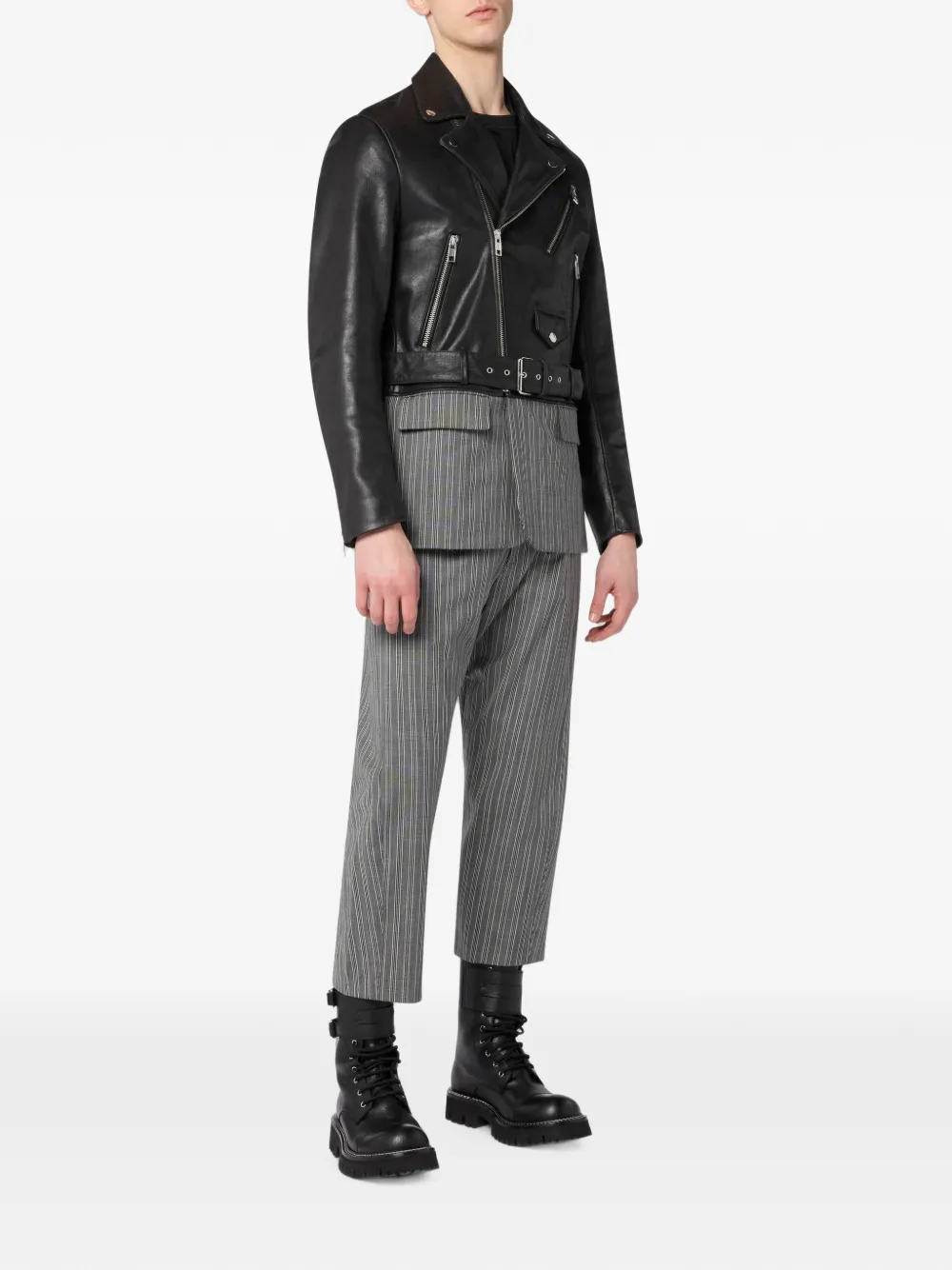 Moschino Nappaleren ongestructureerd bikerjack Zwart
