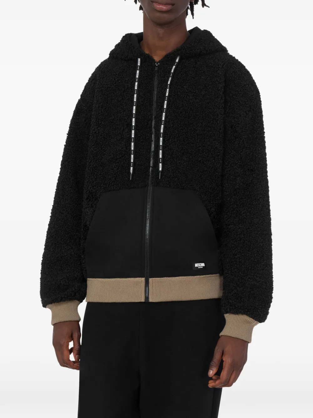 Moschino Hoodie met rits Zwart
