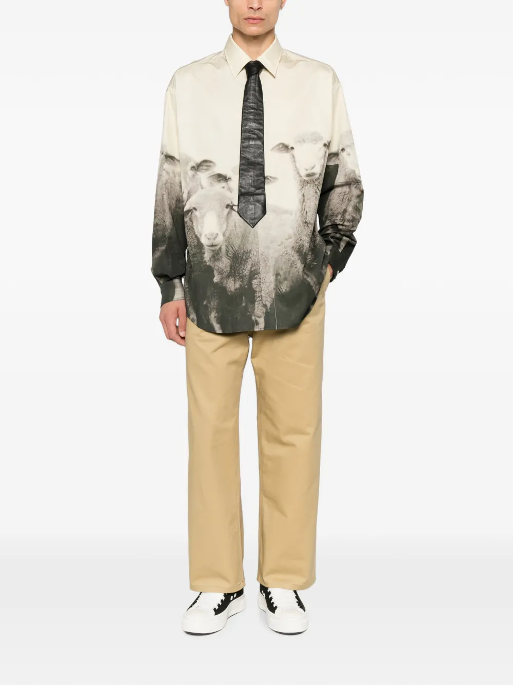 Moschino Overhemd met print en lange mouwen Beige
