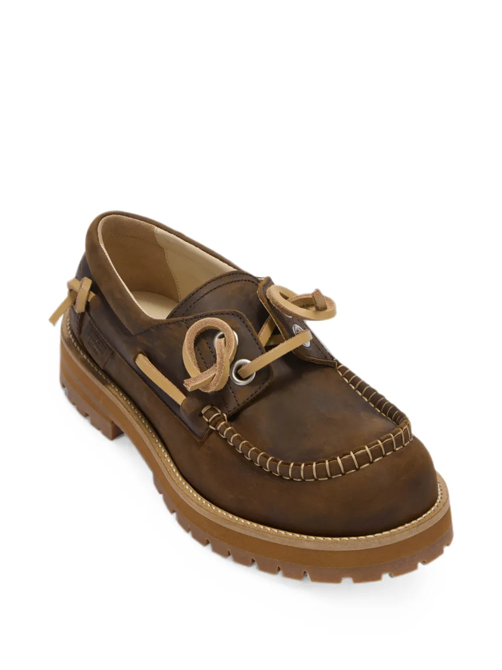 Moschino whipstitch-trim chunky-sole boat shoes Bruin