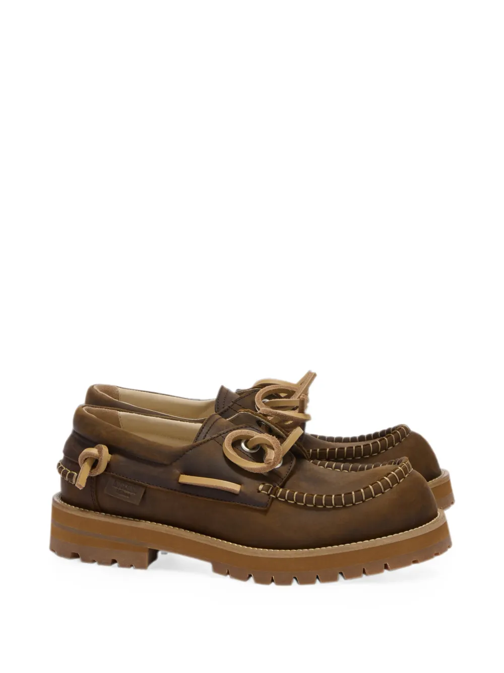 Moschino whipstitch-trim chunky-sole boat shoes Bruin