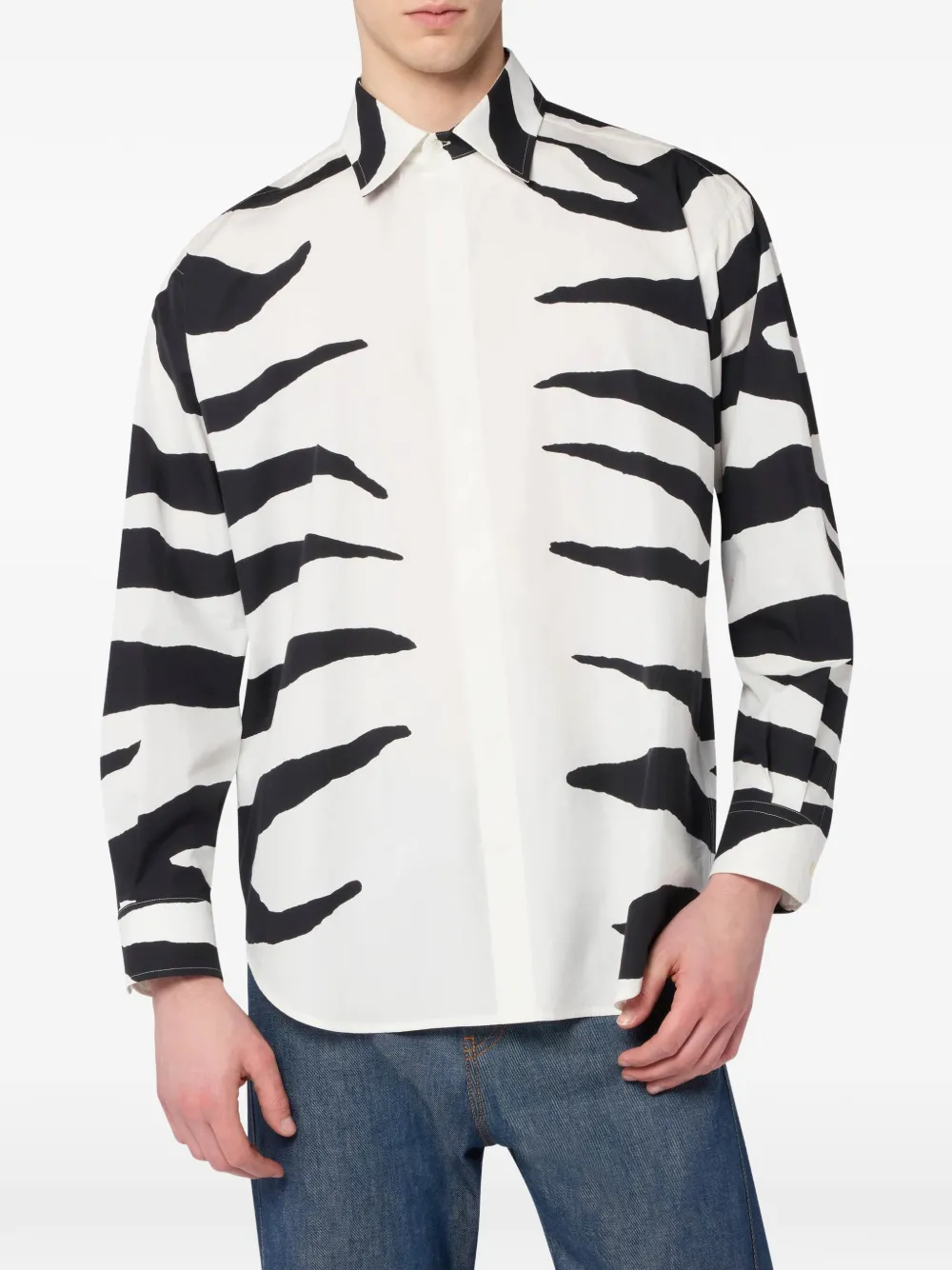 Moschino Gestreept shirt van katoen-popeline Wit