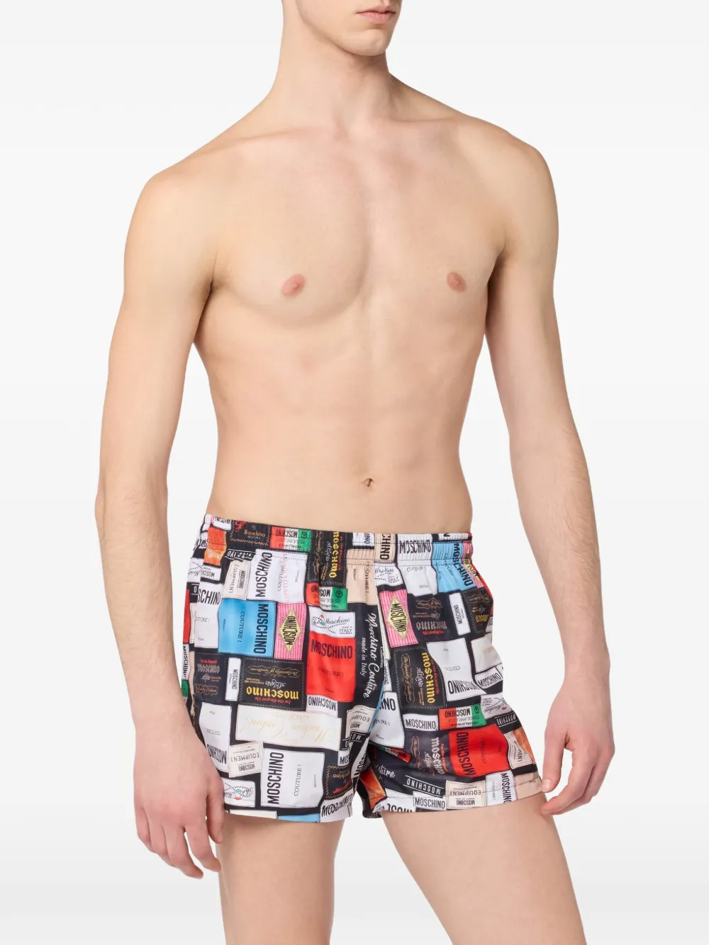 Moschino Nylon zwembroek met print Zwart
