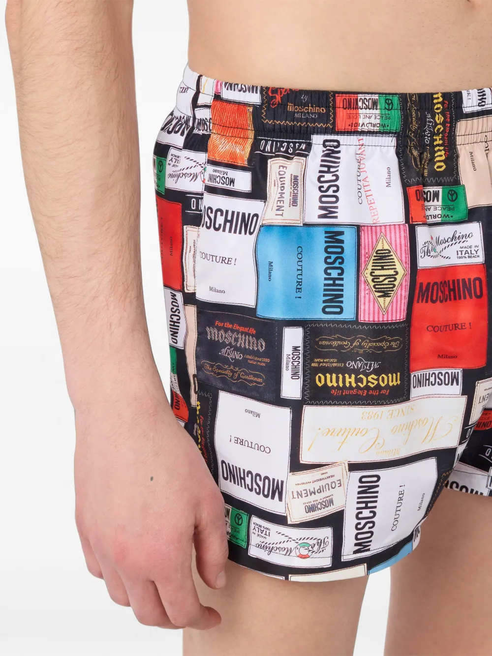 Moschino Nylon zwembroek met print Zwart