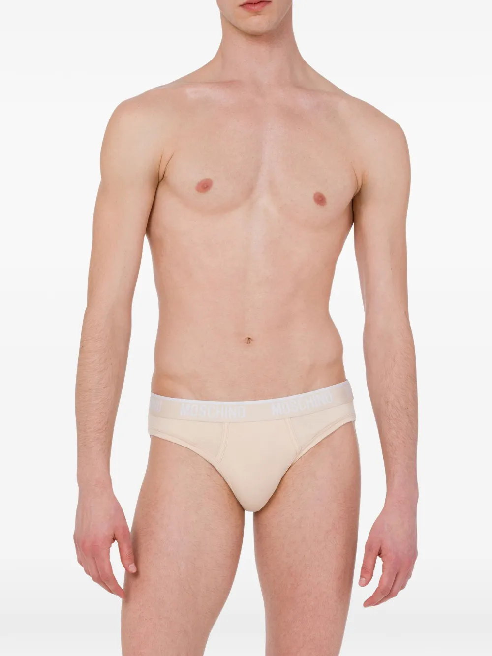 Moschino Drie boxershorts met logoband Beige