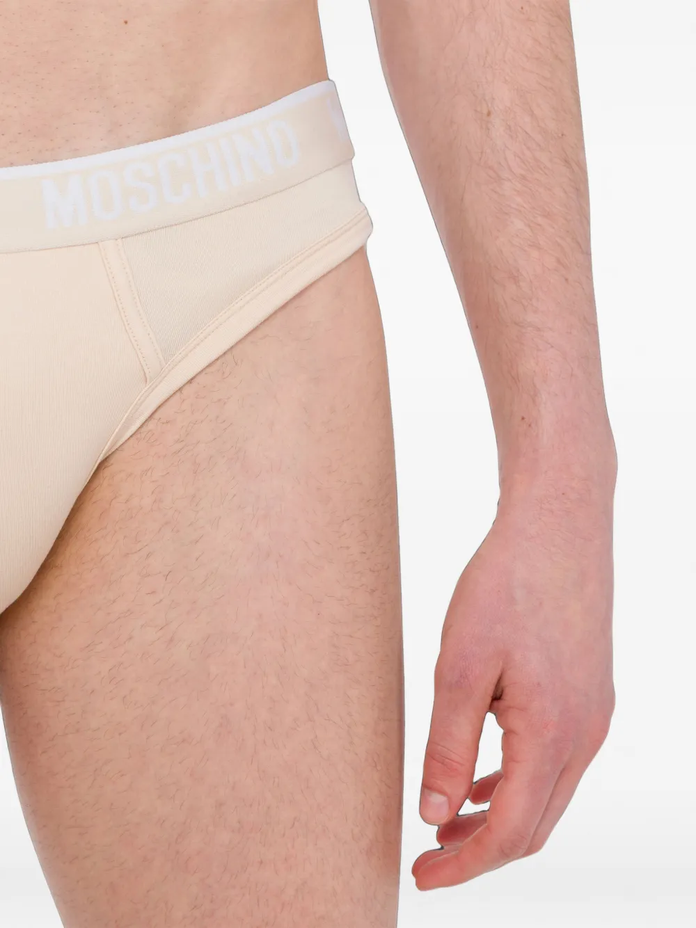 Moschino Drie boxershorts met logoband Beige