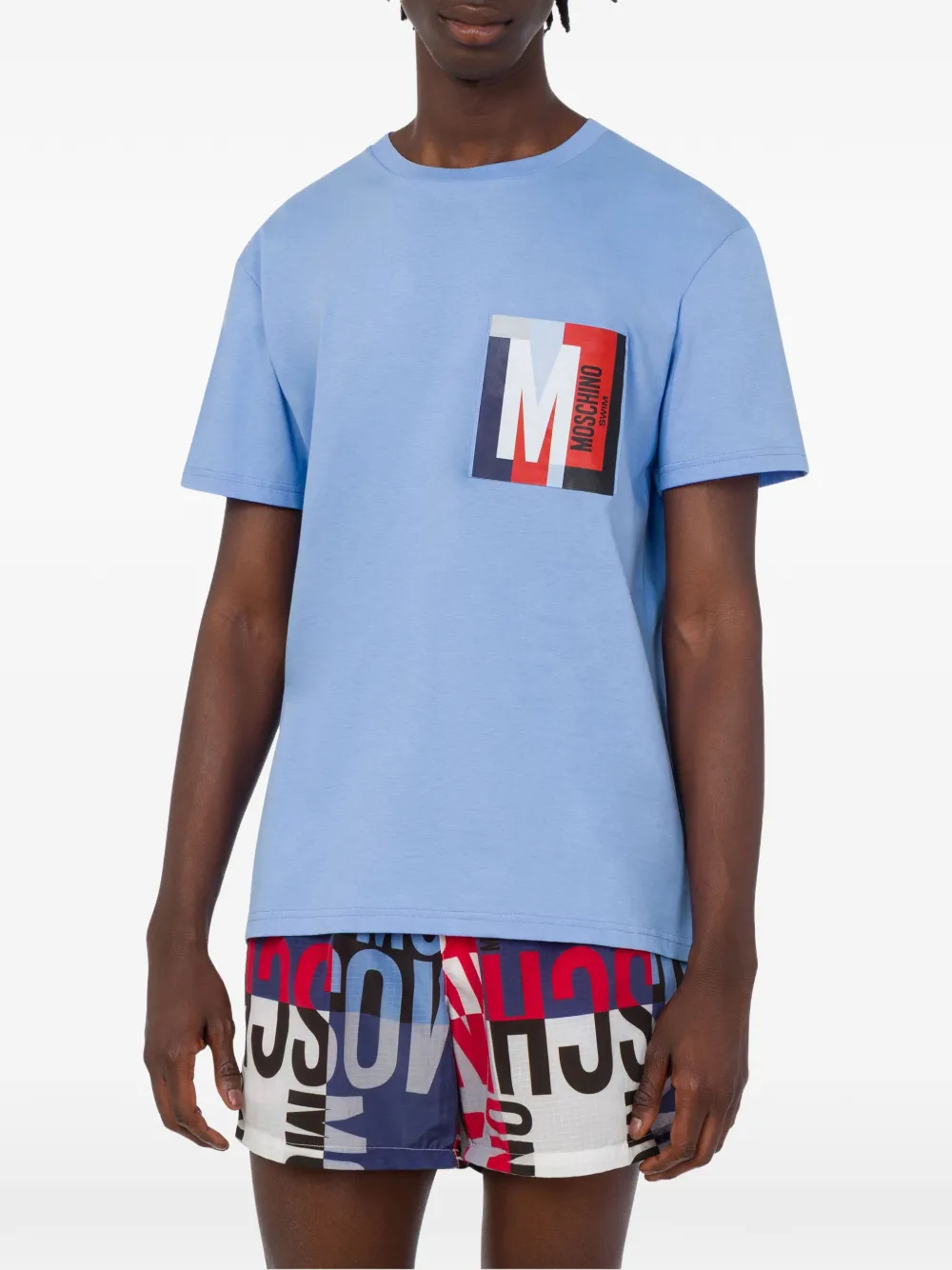 Moschino T-shirt met logopatch Blauw