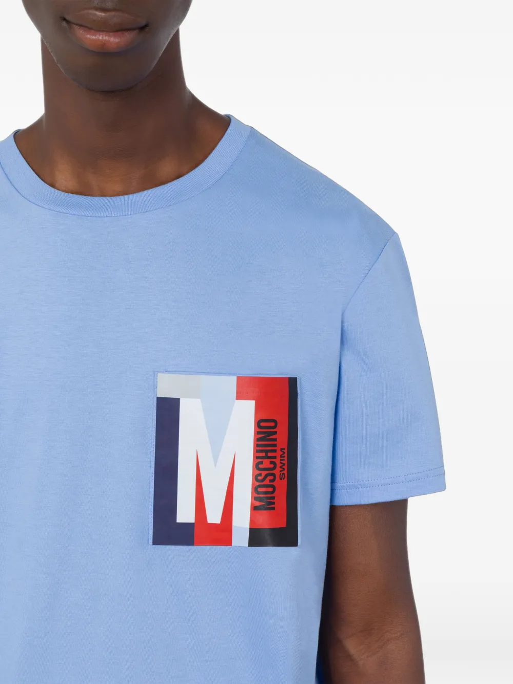 Moschino T-shirt met logopatch Blauw