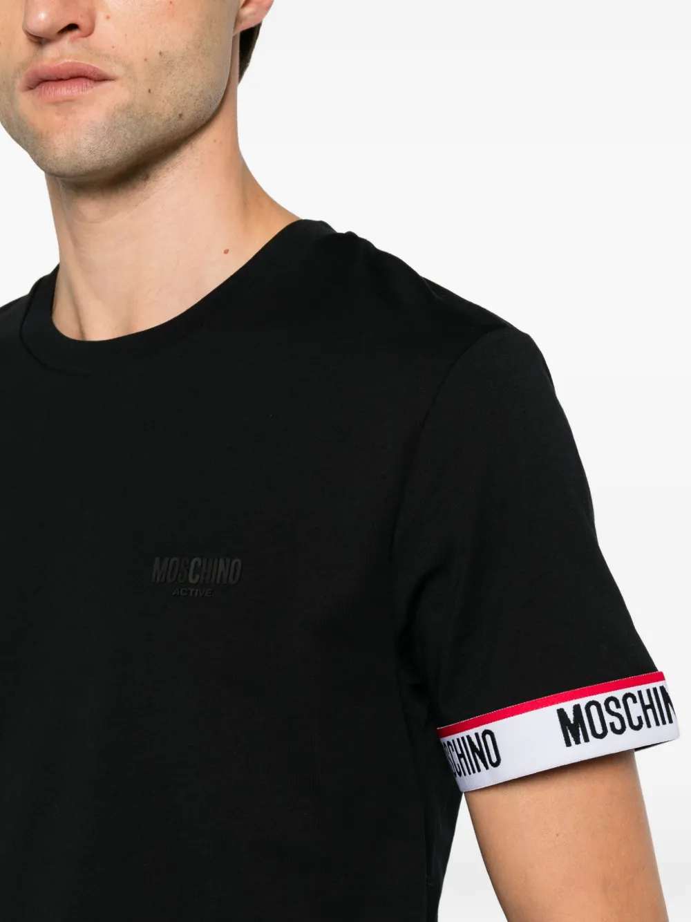 Moschino logo-trimmed T-shirt Zwart