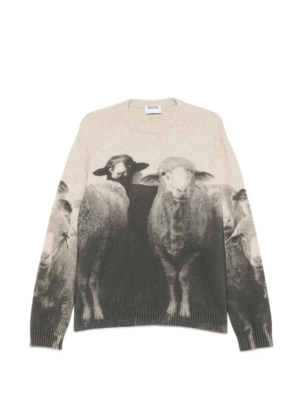 Moschino sheep-print crew-neck sweater - Toni neutri