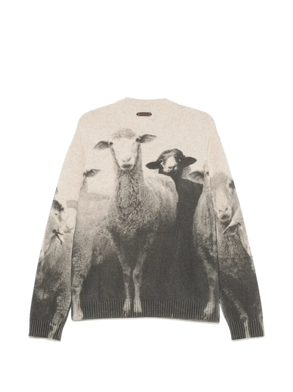 Moschino Trui met ronde hals en schapenprint Beige