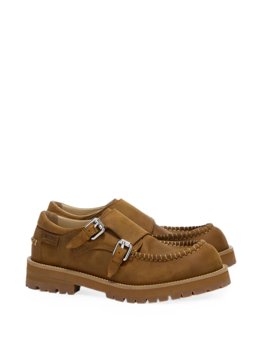 Moschino buckle-strap whipstitch boat shoes Bruin