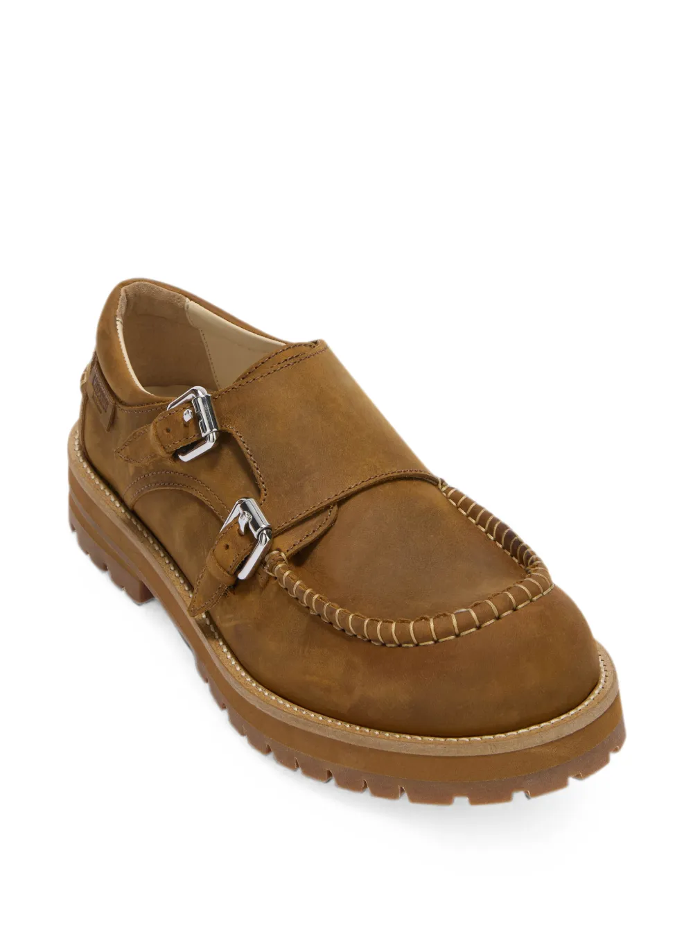 Moschino buckle-strap whipstitch boat shoes Bruin