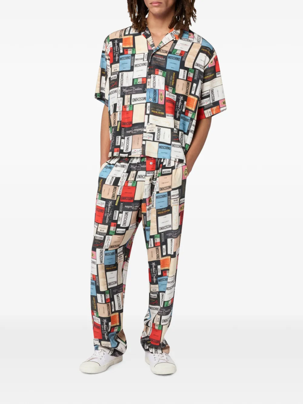 Moschino Zijden overhemd met print Beige