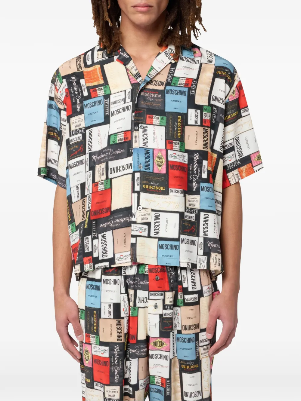 Moschino Zijden overhemd met print Beige