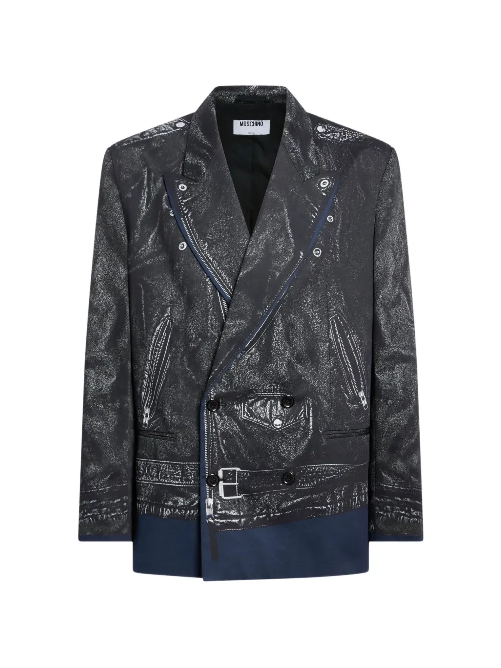 Moschino printed double-breasted cotton drill jacket - Nero