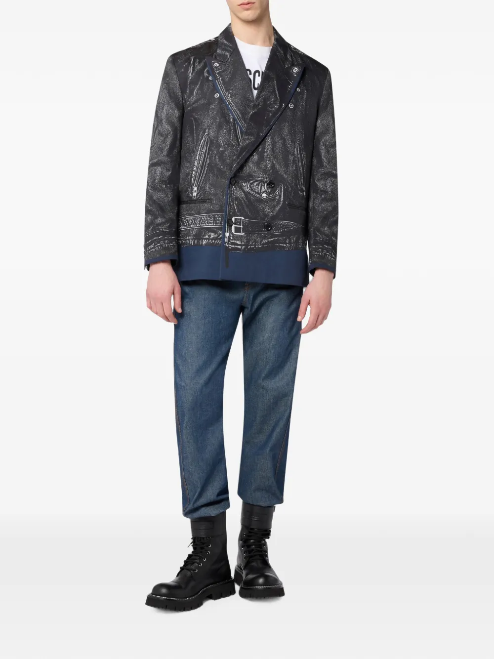 Moschino Jack met dubbele rij knopen en print Zwart
