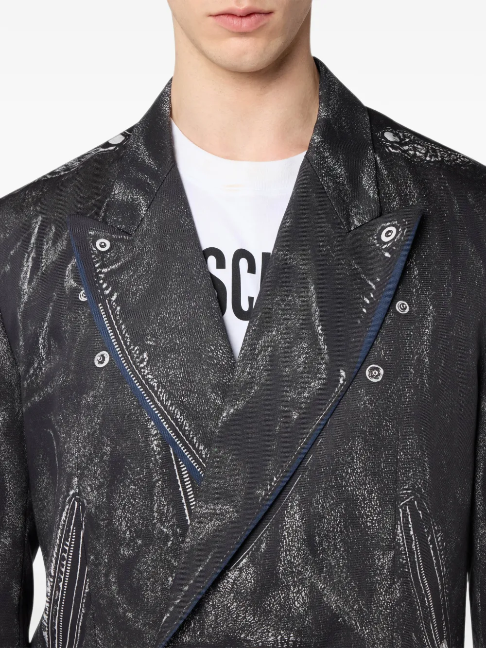 Moschino Jack met dubbele rij knopen en print Zwart