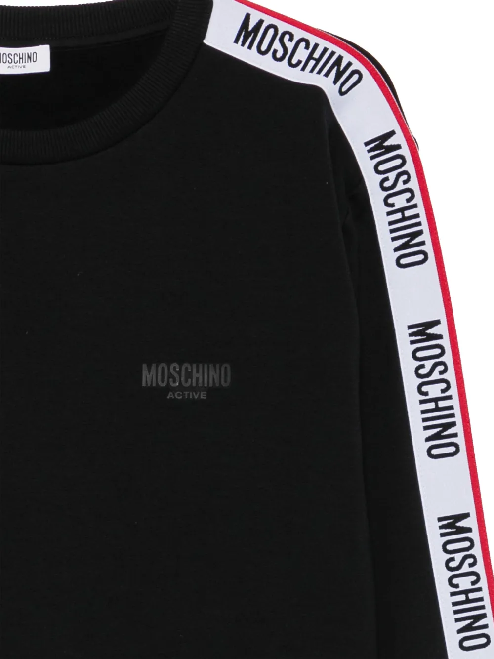 Moschino logo-tape crew-neck sweatshirt Zwart