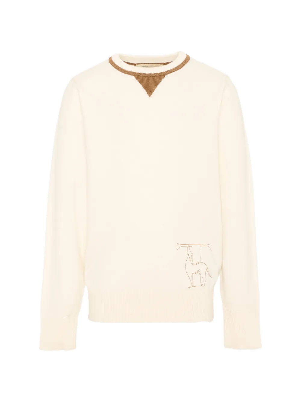 TRUSSARDI JUNIOR logo-embroidered contrast-trim sweater - Toni neutri