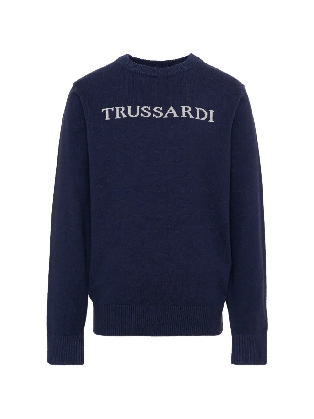 TRUSSARDI JUNIOR logo-intarsia crew-neck sweater - Blu