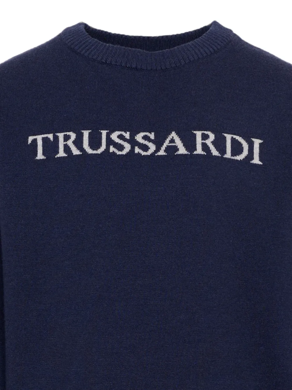 TRUSSARDI JUNIOR Trui met ronde hals en intarsia logo Blauw