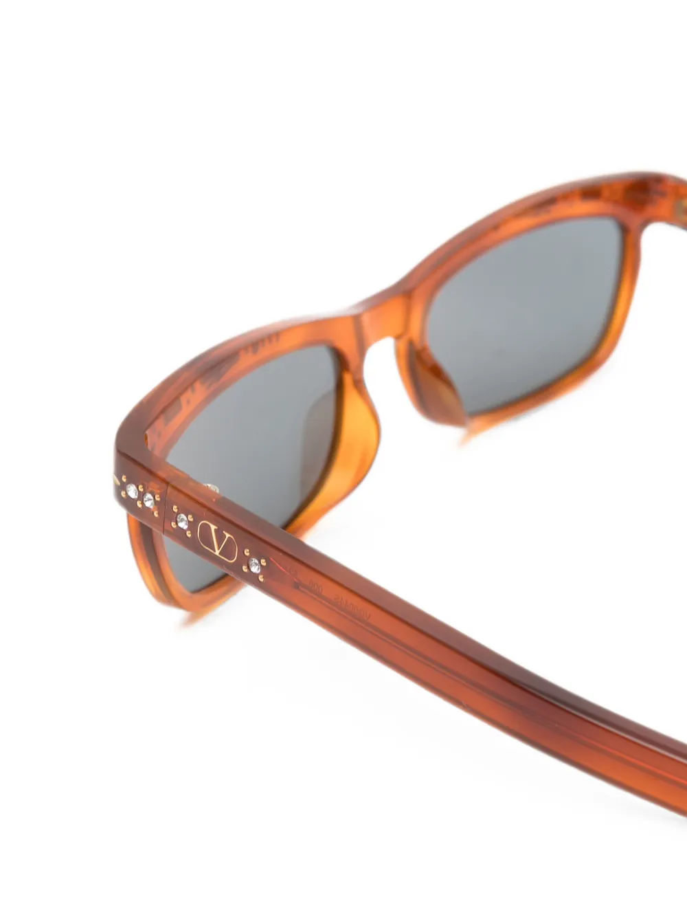 VALENTINO GARAVANI EYEWEAR V-Logo zonnebril met rechthoekig montuur Bruin