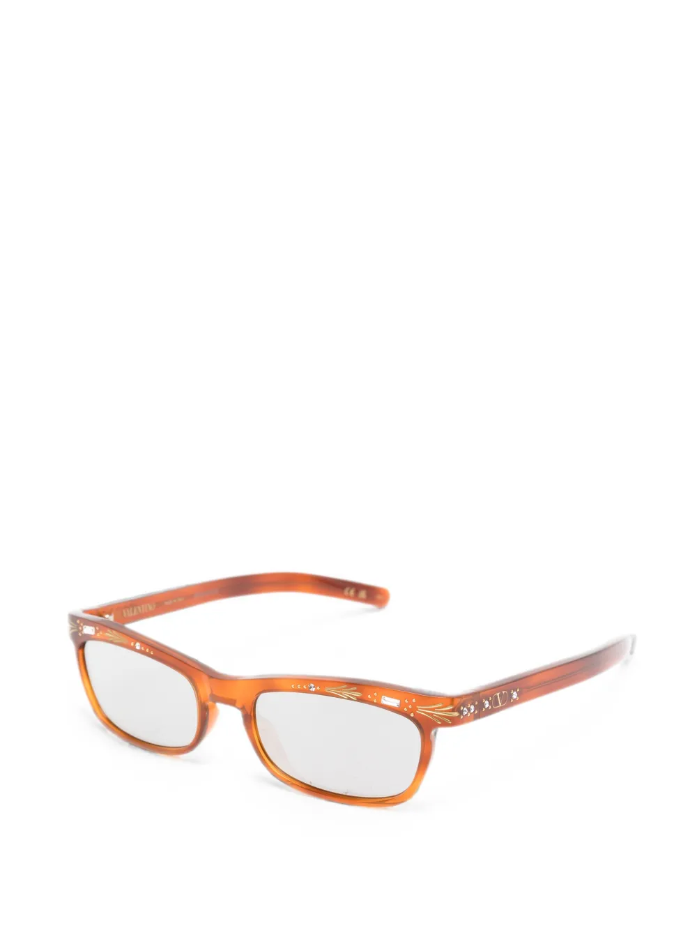 VALENTINO GARAVANI EYEWEAR V-Logo zonnebril met rechthoekig montuur Bruin