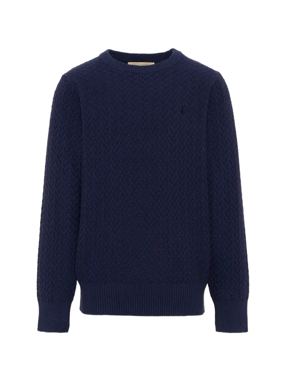 TRUSSARDI JUNIOR cable-knit logo-embroidered sweater - Blu