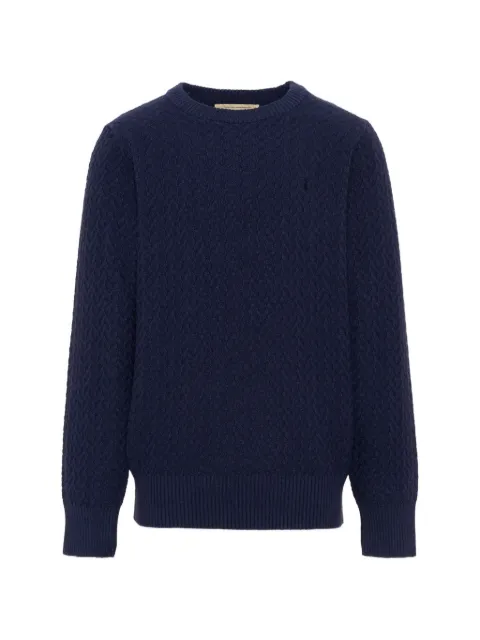TRUSSARDI JUNIOR cable-knit logo-embroidered sweater