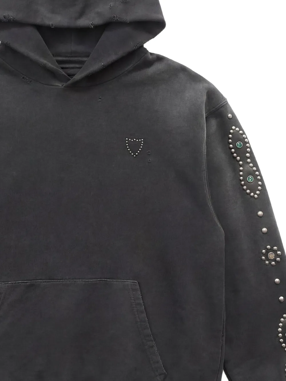 Htc Los Angeles Moustache gerafelde hoodie met studs Zwart