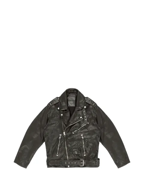 Htc Los Angeles Melrose stud-embellished belted leather jacket