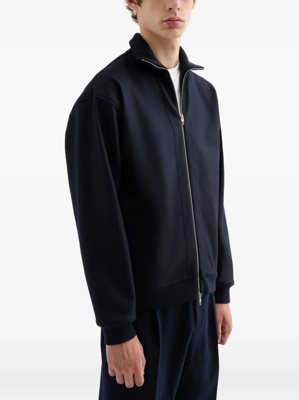 Jil Sander Wollen jack met trechterhals Blauw