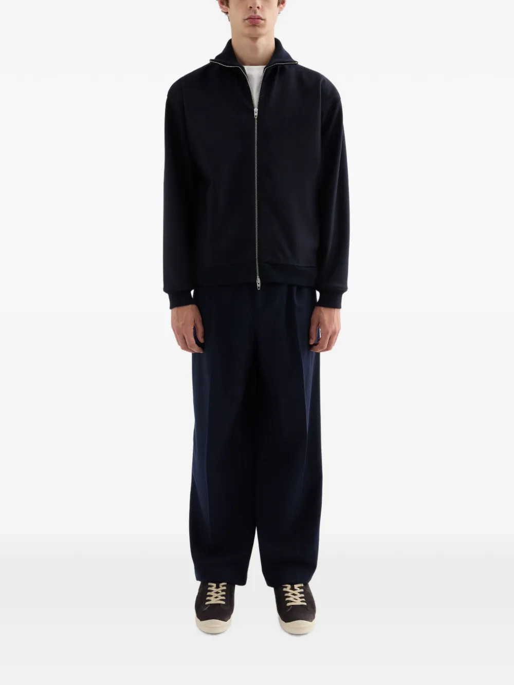 Jil Sander Wollen jack met trechterhals Blauw