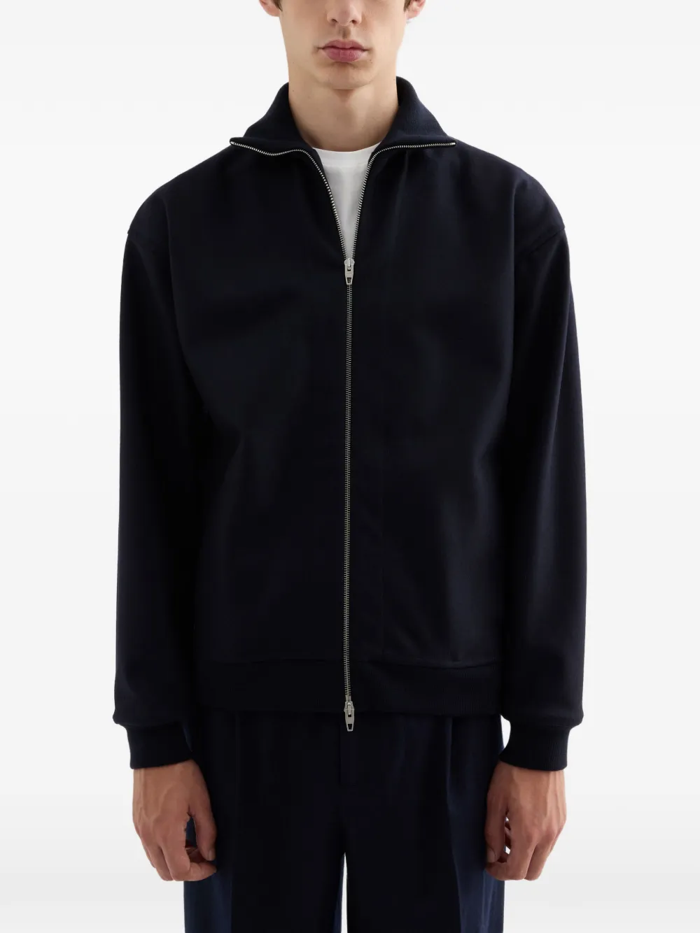 Jil Sander Wollen jack met trechterhals Blauw