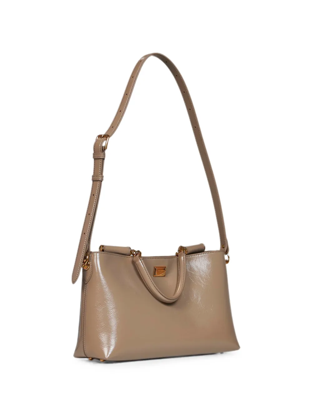 Dolce & Gabbana Medium Vittoria shopper van glanzend leer Beige