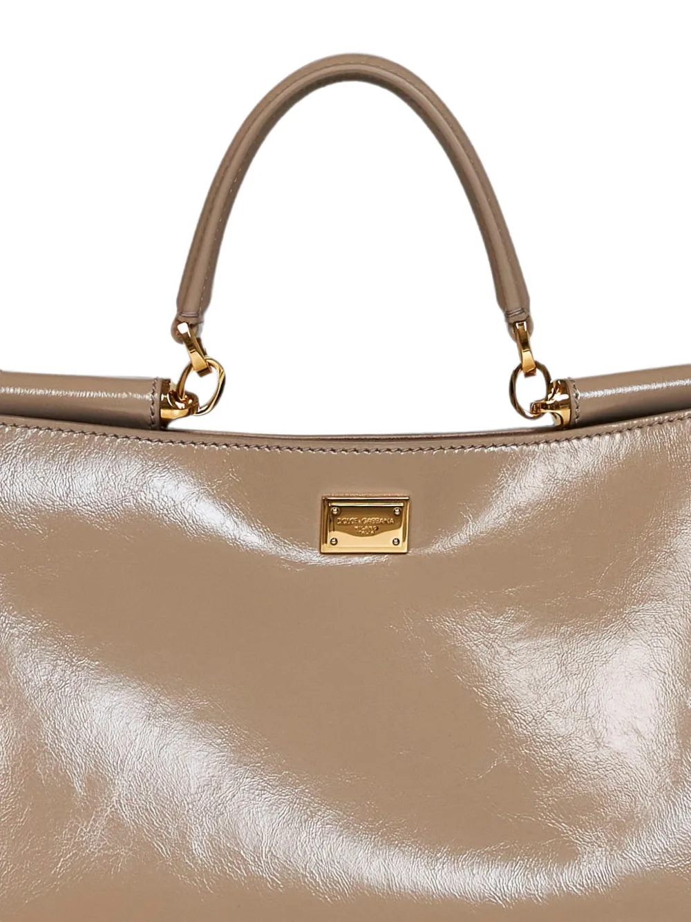 Dolce & Gabbana Medium Vittoria shopper van glanzend leer Beige