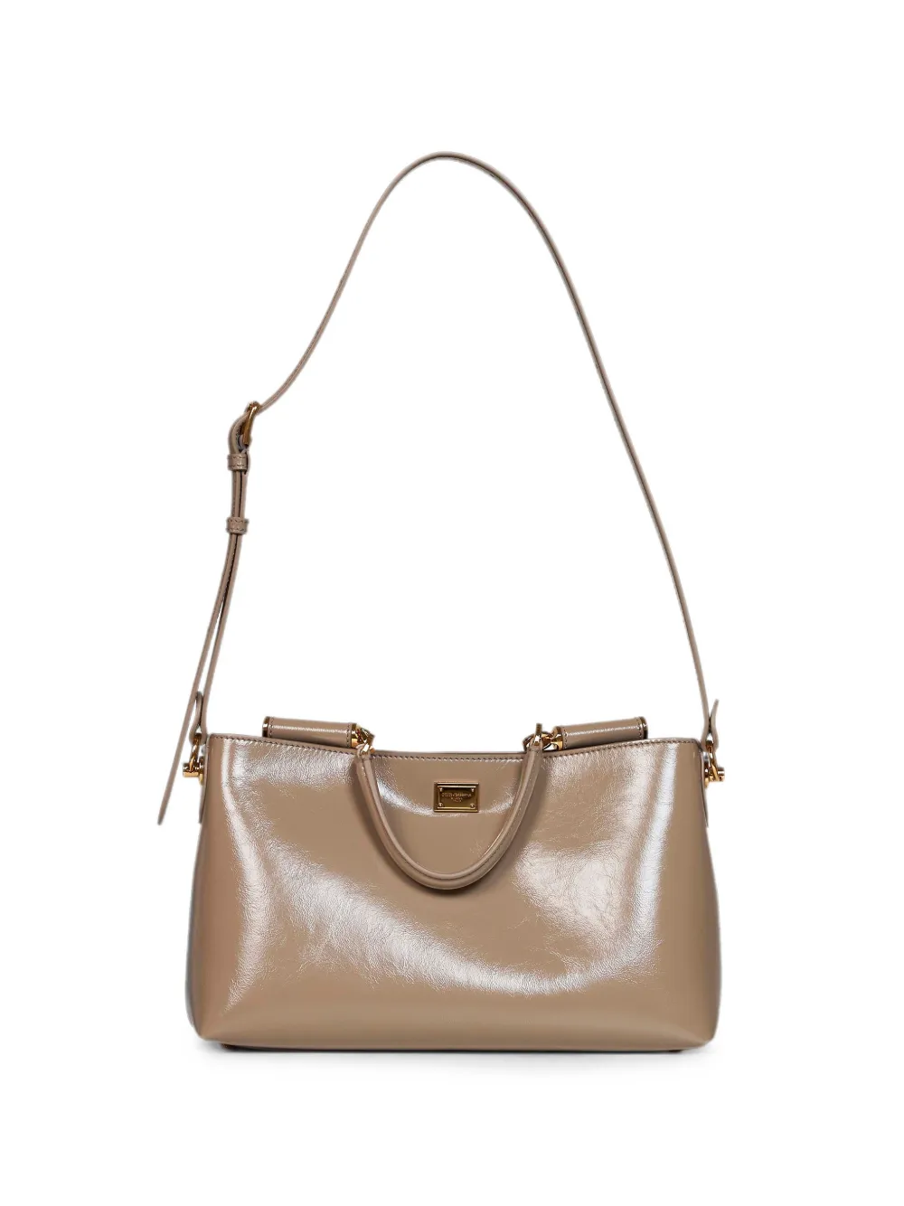 Dolce & Gabbana Vittoria Medium shiny leather tote bag - Toni neutri