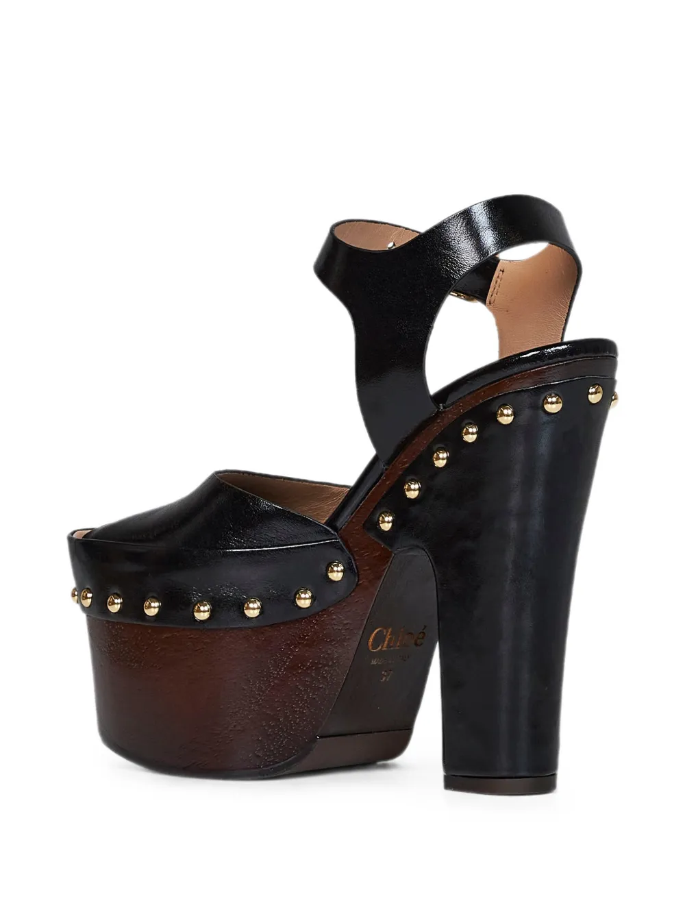 Chloé Meret studded platform sandals Zwart