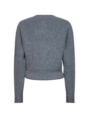 Prada Suéter Cropped De Lã Com Logo Intarsia | Cinza | FARFETCH BR